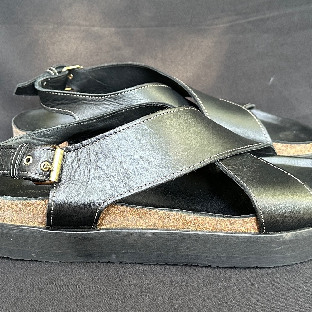 & Other Stories Black Leather Cross-Strap Sandals